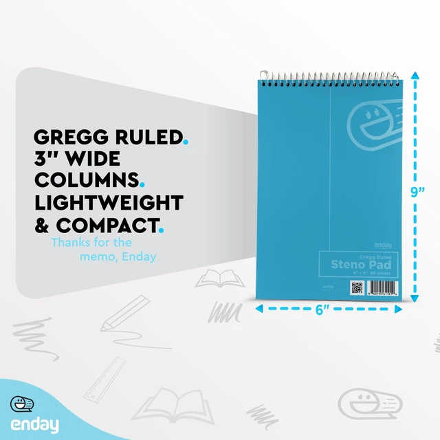 Alt view image 5 of 6 - Steno Pads Spiral 6x9 12 Pack, Gregg Rule White Paper, 80 Sheets Steno Notebook for writing in Pink, Purple, Green, Blue, Red, Grey, Multicolor