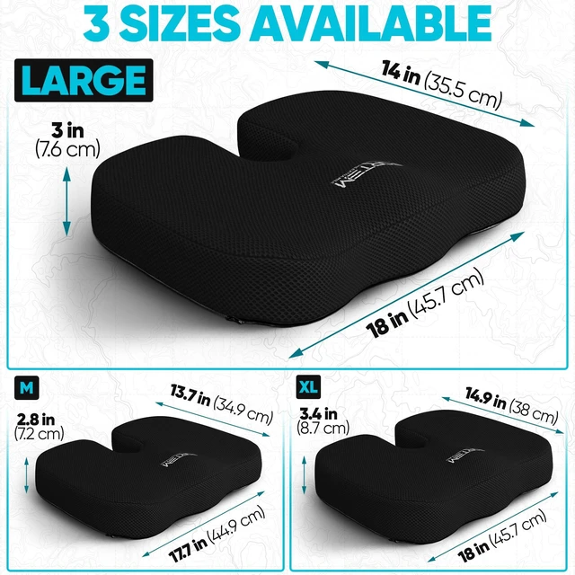 Alt view image 2 of 7 - Seat Cushion, Office Chair Cushion for Tailbone Sciatica Pain Relief Memory Foam Pillow for Car Ergonomic Design Washable Cover Non Slip Dark Grey