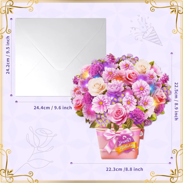 Alt view image 5 of 6 - Birthday Cards, Birthday Card with Music and Light, Flower Bouquet 3D Card for Mom, Women, Wife (Birthday Purple Flower)
