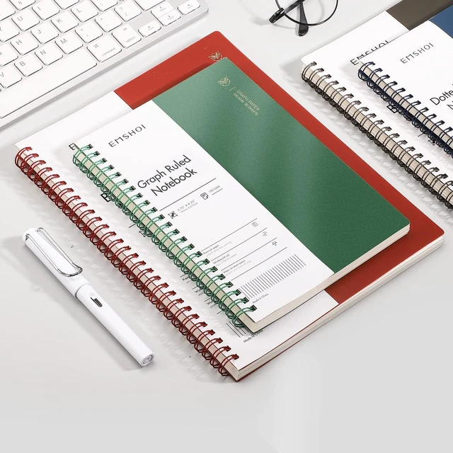 Alt view image 6 of 7 - Graph Grid Journal Notebook, 2 Pack, 320 Pages, B5 (7.4" x 10") 100 GSM Thick Paper, Flexible Plastic Cover, Spiral-bound, for School, Student, Note Taking, Math, Engineering (Brown & Red)