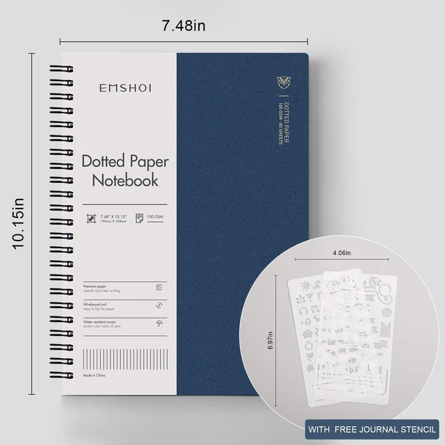 Alt view image 5 of 7 - Dotted Spiral Journal Notebook, 2 Pack, 320 Pages, B5 (7.4" x 10") 100 GSM Thick Paper, Flexible Plastic Cover, for Journaling, Planning, Tracking & Sketching (Brown & Blue)