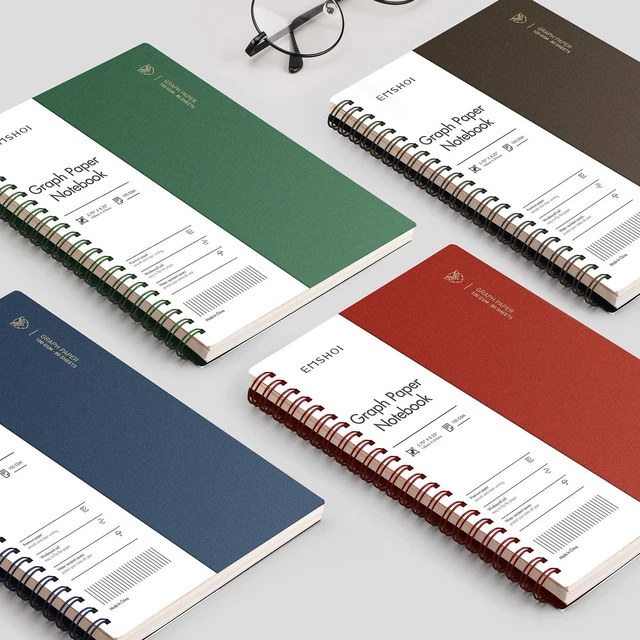 Alt view image 7 of 7 - Graph Grid Journal Notebook, 4 Pack, 640 Pages, A5 (5.7" x 8.2") 100 GSM Thick Paper, Flexible Plastic Cover, Spiral-bound, for School, Student, Note Taking, Engineering