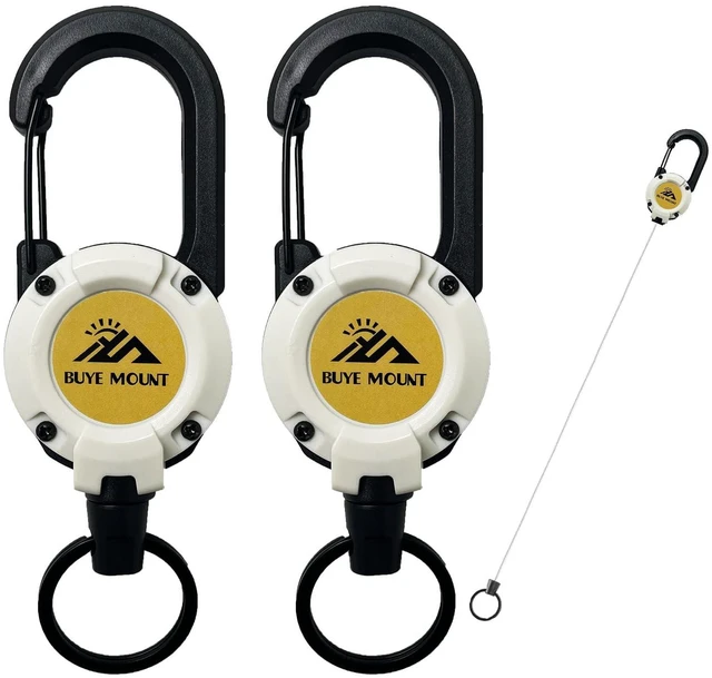Main image of Retractable Keychain Heavy Duty 2Pack, Multitool Carabiner Badge Holder, Retractable Keychain Clip Id Holder, Upgraded 58cm Stainless Steel Cord White