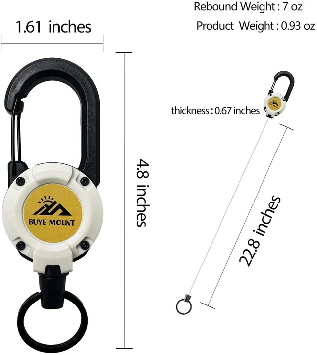 Alt view image 2 of 6 - Retractable Keychain Heavy Duty 2Pack, Multitool Carabiner Badge Holder, Retractable Keychain Clip Id Holder, Upgraded 58cm Stainless Steel Cord White
