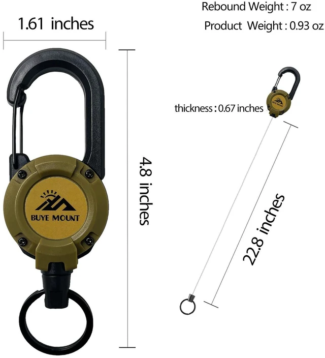 Alt view image 2 of 6 - Retractable Keychain Heavy Duty 2Pack, Multitool Carabiner Badge Holder, Retractable Keychain Clip Id Holder, Upgraded 58cm Stainless Steel Cord Yellow