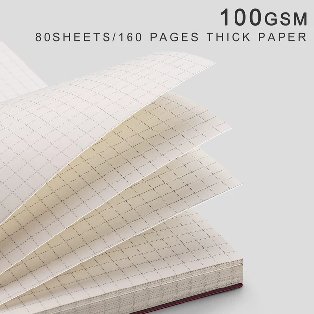 Alt view image 3 of 7 - Graph Grid Journal Notebook, 4 Pack, 640 Pages, A5 (5.7" x 8.2") 100 GSM Thick Paper, Flexible Plastic Cover, Spiral-bound, for School, Student, Note Taking, Engineering
