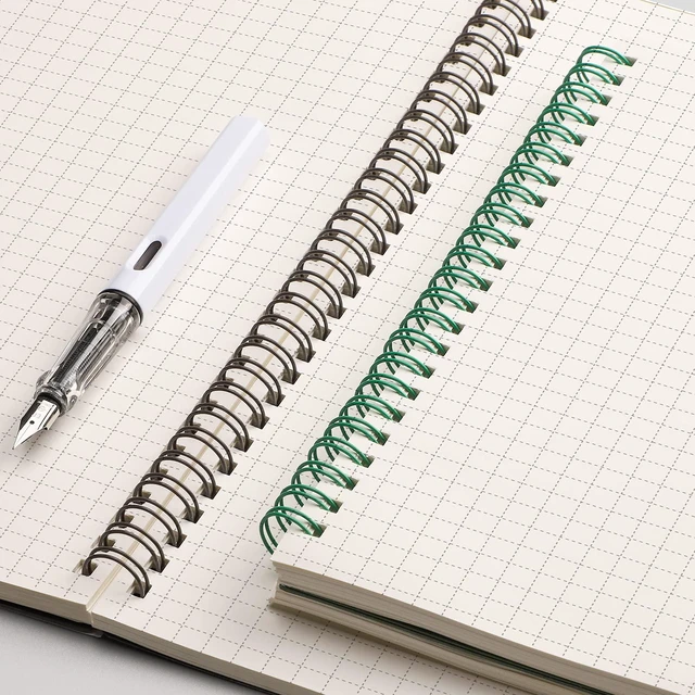 Alt view image 4 of 7 - Graph Grid Journal Notebook, 2 Pack, 320 Pages, B5 (7.4" x 10") 100 GSM Thick Paper, Flexible Plastic Cover, Spiral-bound, for School, Student, Note Taking, Engineering (Brown & Green)