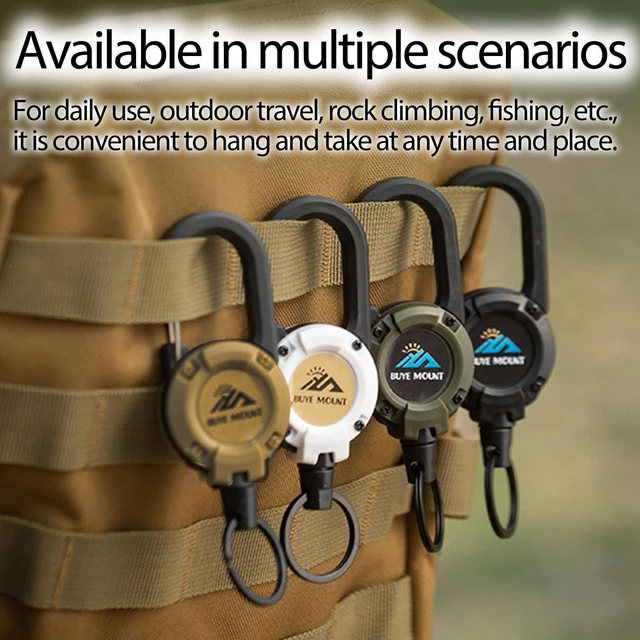 Alt view image 3 of 6 - Retractable Keychain Heavy Duty 2Pack, Multitool Carabiner Badge Holder, Retractable Keychain Clip Id Holder, Upgraded 58cm Stainless Steel Cord Black