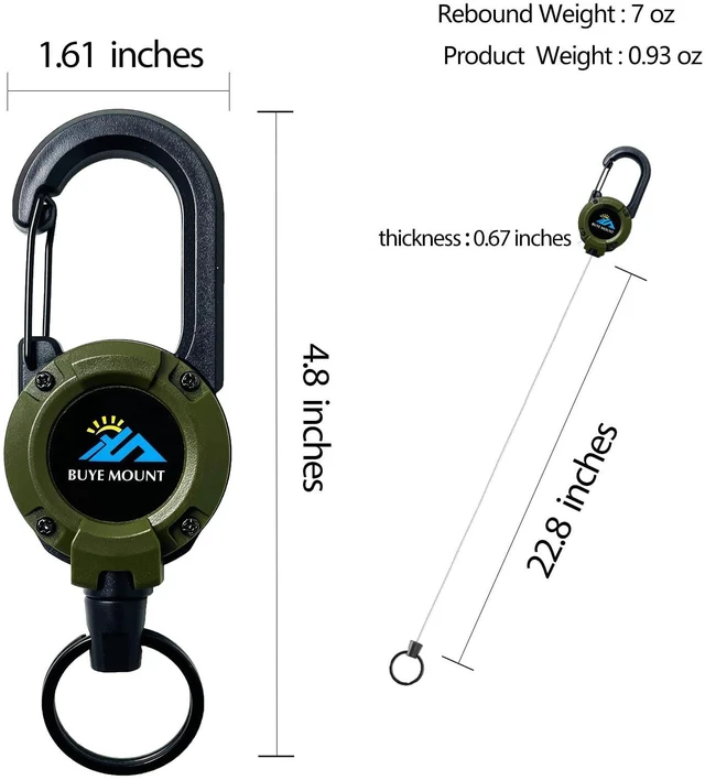 Alt view image 2 of 6 - Retractable Keychain Heavy Duty 2Pack, Multitool Carabiner Badge Holder, Retractable Keychain Clip Id Holder, Upgraded 58cm Stainless Steel Cord Green