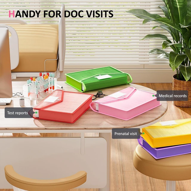Alt view image 7 of 7 - Plastic Expanding File Folders, Transparent Envelopes with Snap Suitable for Home, Office, School, Large Capacity, No Dividers, Dopamine 5-Color, Fits Letter/A4 Size - 5 Pack