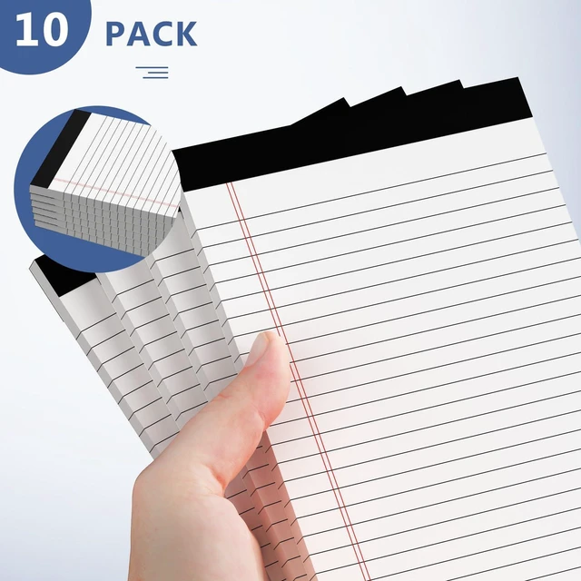 Alt view image 5 of 7 - 10 Pack of Legal Pad Writing Pads 5" x 8" Notepad 80gsm Recycled Paper Small Legal Pads 25 Lines Note Pads Perforated Legal Pads 30 Sheets Double-Sided Printing Legal Pads for School, College, Office