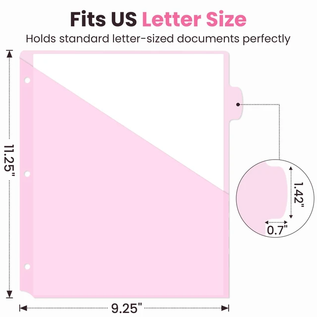 Alt view image 2 of 7 - 8-Tab Binder Dividers with Two Pockets, 8 Tabs Dividers for 3 Ring Binder Organizers, 3-Hole Plastic Sheets Protectors for US Letter Size, School, College, Office Supplies, Pastels, Set of 3
