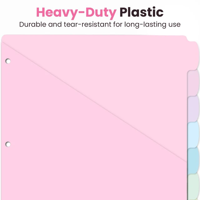 Alt view image 5 of 7 - 8-Tab Binder Dividers with Two Pockets, 8 Tabs Dividers for 3 Ring Binder Organizers, 3-Hole Plastic Sheets Protectors for US Letter Size, School, College, Office Supplies, Pastels, Set of 3