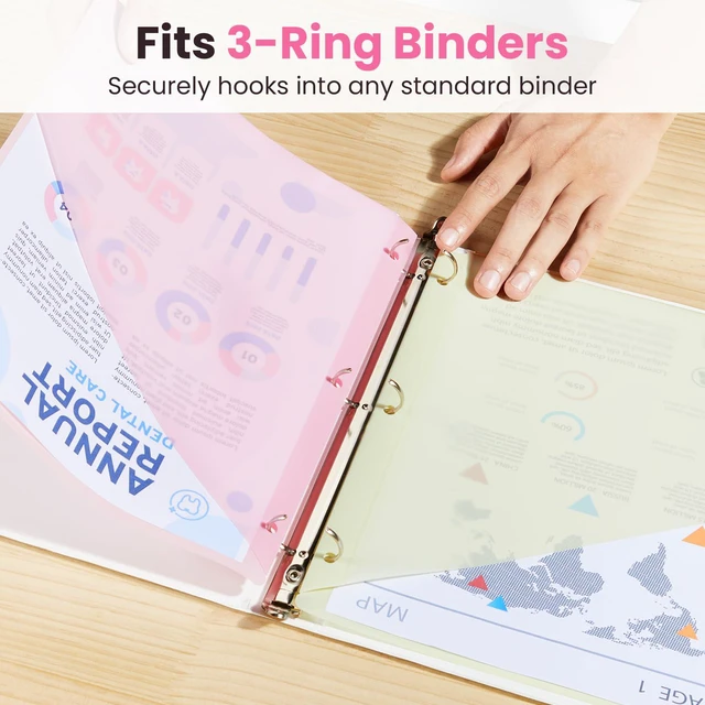 Alt view image 7 of 7 - 8-Tab Binder Dividers with Two Pockets, 8 Tabs Dividers for 3 Ring Binder Organizers, 3-Hole Plastic Sheets Protectors for US Letter Size, School, College, Office Supplies, Pastels, Set of 3