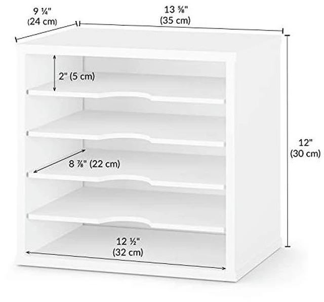 Alt view image 3 of 7 - File Organizer Paper Sorter, 5 Tier Adjustable Shelves Office Desk Organizer, 13 5/8" x 9 1/4" x 12", White (Pack of 2)