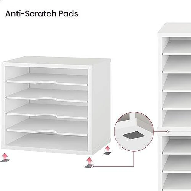 Alt view image 5 of 7 - File Organizer Paper Sorter, 5 Tier Adjustable Shelves Office Desk Organizer, 13 5/8" x 9 1/4" x 12", White (Pack of 2)