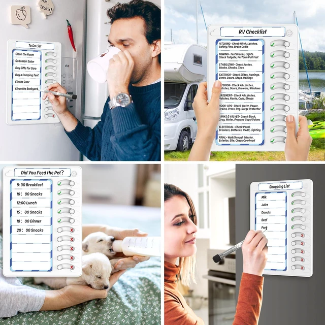 Alt view image 7 of 7 - Chore Chart for Kids Dry Erase Chore Board ADHD Tools for Kids to Do List Checklist Task Board Routine Chart Planning Board for Fridge with 10 Sliders and Magnetic Marker, White and Blue, 2 Pack