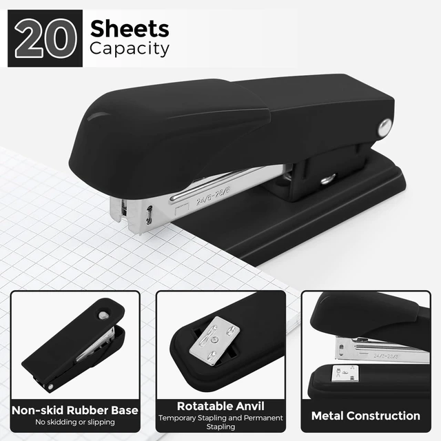 Alt view image 5 of 7 - Black Office Supplies Set, Stapler and Tape Dispenser Set,10PCS Black Desk Accessories with Stapler, Tape Dispenser, Scissors, Binder/Paper Clips and 1000pcs Staples, Desk Supplies Set