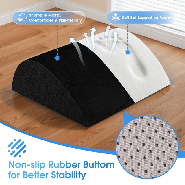 Alt view image 3 of 7 - Foot Rest for Under Desk with 3 Heights, Foot Stool, Black Memory foam adjustable footrest, Ergonomic leg elevation, Non-slip Bottom, Washable Cover, Desk Office Home Car Coach Bed