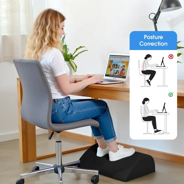 Alt view image 5 of 7 - Foot Rest for Under Desk with 3 Heights, Foot Stool, Black Memory foam adjustable footrest, Ergonomic leg elevation, Non-slip Bottom, Washable Cover, Desk Office Home Car Coach Bed