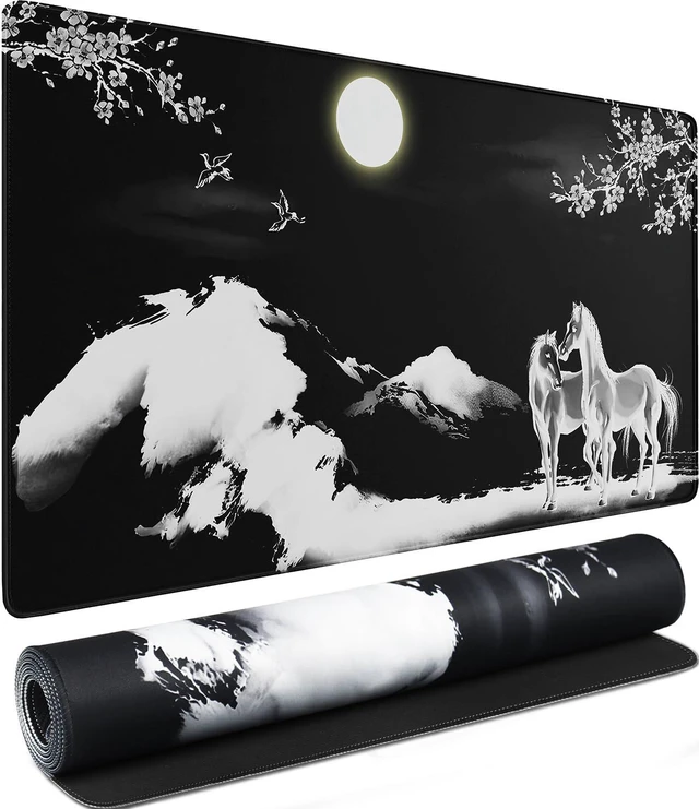 Main image of Large Mouse Pad, Waterproof Extra Large Mousepad with Stitched Edges, 31.5" x 15.7" Non-Slip Rubber Base Office Big Long Keyboard Pad for Office Gamer Home XXL, (Horse)