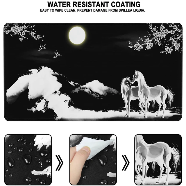 Alt view image 2 of 7 - Large Mouse Pad, Waterproof Extra Large Mousepad with Stitched Edges, 31.5" x 15.7" Non-Slip Rubber Base Office Big Long Keyboard Pad for Office Gamer Home XXL, (Horse)