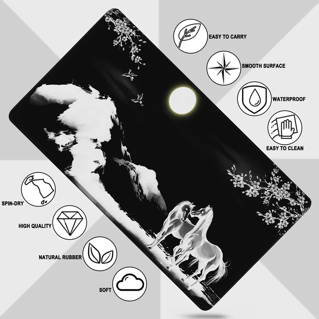 Alt view image 5 of 7 - Large Mouse Pad, Waterproof Extra Large Mousepad with Stitched Edges, 31.5" x 15.7" Non-Slip Rubber Base Office Big Long Keyboard Pad for Office Gamer Home XXL, (Horse)