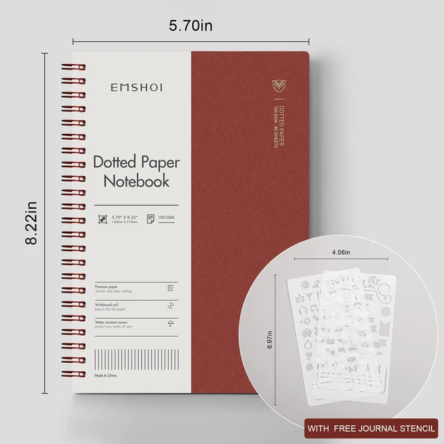 Alt view image 5 of 7 - Dotted Spiral Journal Notebook, 4 Pack, 640 Pages, A5 (5.7" x 8.2") 100 GSM Thick Paper, Flexible Plastic Cover, for Journaling, Planning, Tracking & Sketching (Brown & Red & Green & Blue)