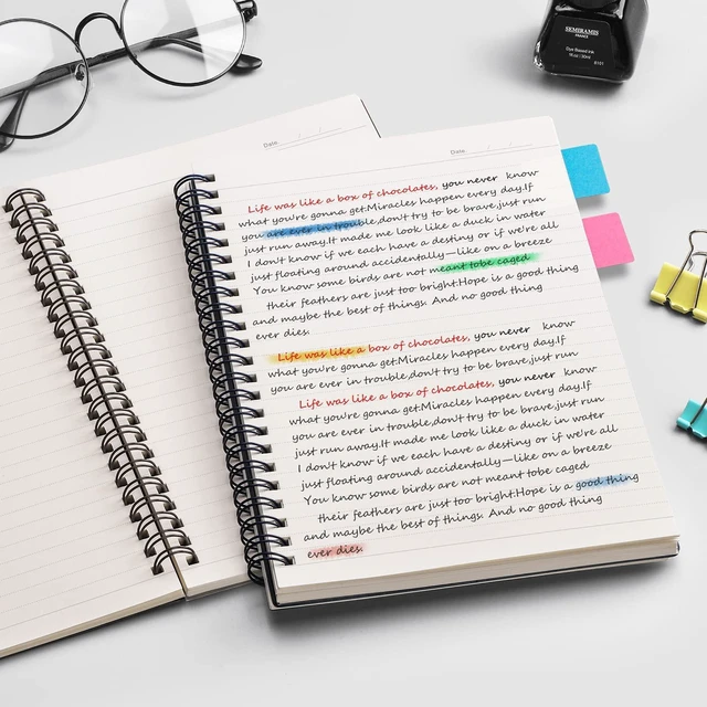 Alt view image 6 of 7 - Lined Spiral Journal Notebook, 4 Pack, 640 Pages, A5 (5.7" x 8.2") College Ruled, 100 GSM Thick Paper, Flexible Plastic Cover, for School, Student, Writing, Journaling, Work, Women & Men