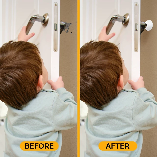 Alt view image 7 of 7 - Door Stoppers Wall Protector 1.5", Reusable & Self Adhesive - 6 Pack White Discreet Home Door Knob Wall Protector, Door Bumper with Adhesive - Rubber Door Stops, Shock Absorbent Door Handle Stopper