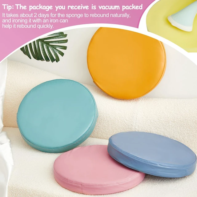 Alt view image 3 of 7 - 4 Pcs Extra Thick Floor Cushion Classroom, Mixed Colors, Round Flexible Seating Cushions, Assorted Colored Pillow Floor Cushions, Soft Support for Learning Sitting Home Office School Chair