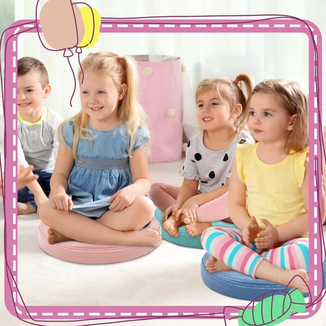 Alt view image 4 of 7 - 4 Pcs Extra Thick Floor Cushion Classroom, Mixed Colors, Round Flexible Seating Cushions, Assorted Colored Pillow Floor Cushions, Soft Support for Learning Sitting Home Office School Chair