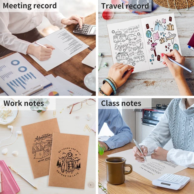 Alt view image 4 of 7 - 48pcs Blank Kraft Notebooks, Bulk Journals for Kids, 60 Pages/80GSM, 8.3 X 5.5 Inch, Travel Journal Set, for Travelers, Students and Office Supplies