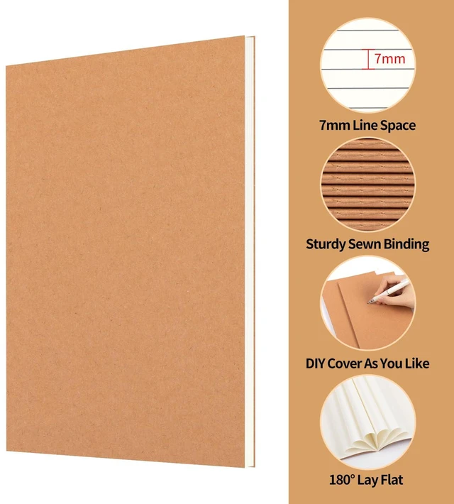 Alt view image 2 of 7 - 60 Pack A5 Lined Kraft Notebooks Bulk, 8.3x5.5 Inches, Journaling Notebooks A5 College Ruled Notebook, Soft Cover Composition Notebook, 30Sheets/60 Pages, Travel Journal Notebooks Set for Work, School