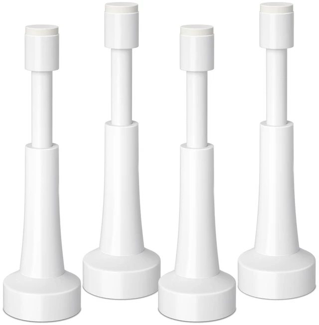 Main image of 4PCS Spring Door Stoppers for Wall - 4.33 Inch Door Stop for Bottom of Door Aluminum Doorstop With Silicone Tip, Screw & Adhesive Installation,White