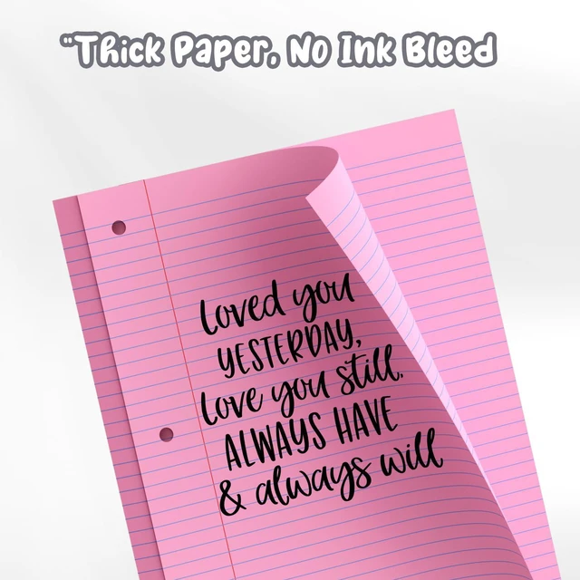 Alt view image 3 of 7 - 400 Sheets Pastel Colored Filler Paper Set, College Ruled, 8" x 10.5" Three-Hole Punched, Compatible with 3-Ring Binders, Includes Pink, Purple, Blue, Green