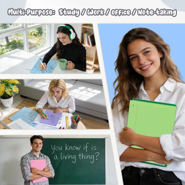 Alt view image 5 of 7 - 400 Sheets Pastel Colored Filler Paper Set, College Ruled, 8" x 10.5" Three-Hole Punched, Compatible with 3-Ring Binders, Includes Pink, Purple, Blue, Green