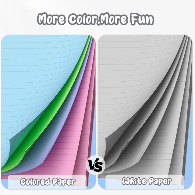 Alt view image 7 of 7 - 400 Sheets Pastel Colored Filler Paper Set, College Ruled, 8" x 10.5" Three-Hole Punched, Compatible with 3-Ring Binders, Includes Pink, Purple, Blue, Green