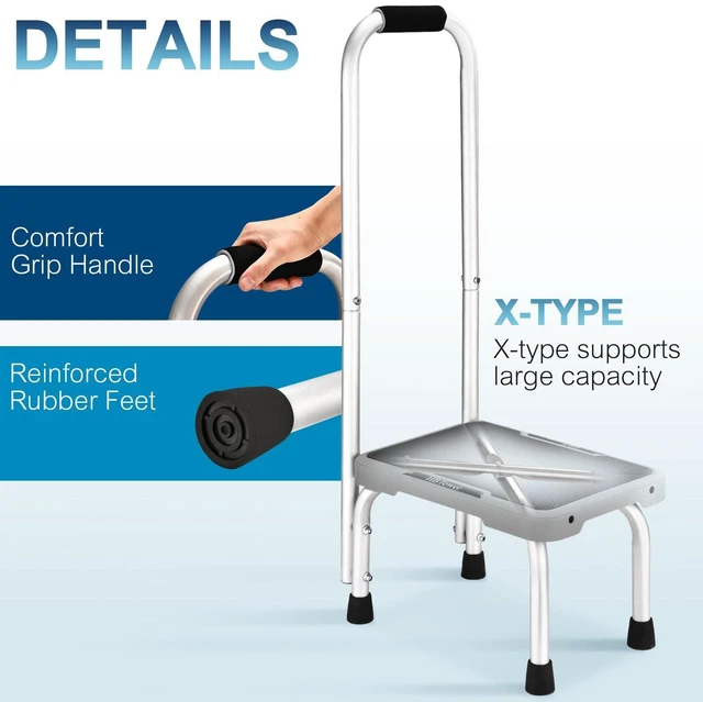 Alt view image 6 of 7 - Step Stools with Handle for Adults Kids with Non-Slip Rubber Feet Holds Up to 600 lbs, Lightweight Stepping Stools for Bedroom Kitchen Bathroom, Bed Steps for High Beds