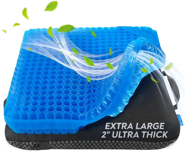 Main image of Gel Seat Cushions for Long Sitting- Extra Large & Ultra Thick(2 Inch) Orthopedic Chair Pad for Pressure Relief, Sciatica & Back Pain Non-Slip, Cooling, Portable for Office, Car, Truck, Wheelchair