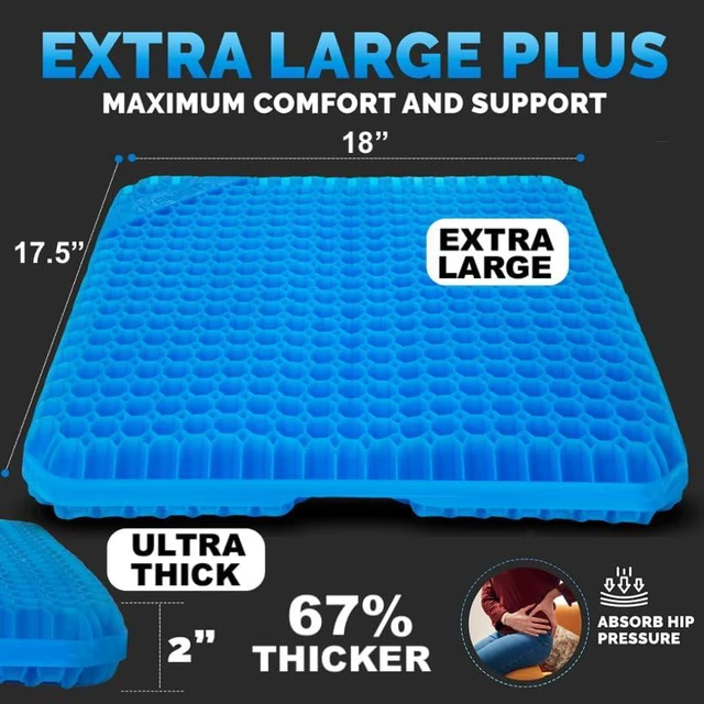 Alt view image 4 of 7 - Gel Seat Cushions for Long Sitting- Extra Large & Ultra Thick(2 Inch) Orthopedic Chair Pad for Pressure Relief, Sciatica & Back Pain Non-Slip, Cooling, Portable for Office, Car, Truck, Wheelchair