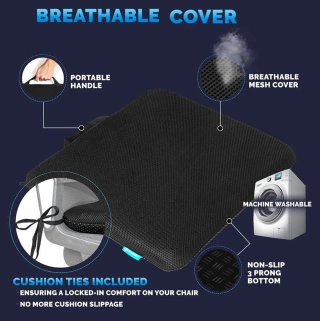 Alt view image 6 of 7 - Gel Seat Cushions for Long Sitting- Extra Large & Ultra Thick(2 Inch) Orthopedic Chair Pad for Pressure Relief, Sciatica & Back Pain Non-Slip, Cooling, Portable for Office, Car, Truck, Wheelchair