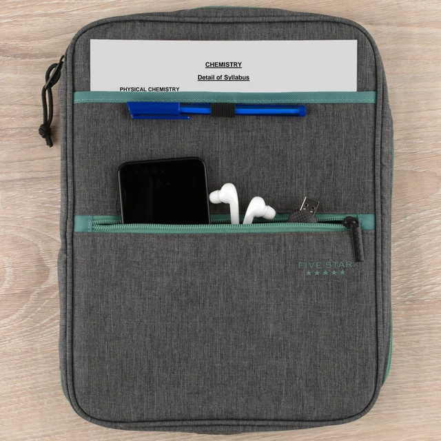 Alt view image 5 of 7 - Zipper Binder, 1 Inch 3-Ring Binder with Round Rings, Carry-All with Pockets and 4-Tab Dividers, 375 Sheet Capacity, Grey/Seaglass (290920B)