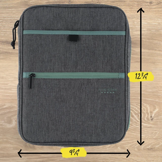 Alt view image 7 of 7 - Zipper Binder, 1 Inch 3-Ring Binder with Round Rings, Carry-All with Pockets and 4-Tab Dividers, 375 Sheet Capacity, Grey/Seaglass (290920B)