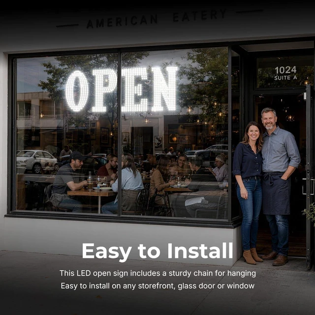Alt view image 6 of 7 - 40" x 14" Large LED Open Sign with Remote Control High Bright Visibility Business Signs 14 Mode Electric Display Sign Suitable for Shop, Bar, Hotel, Retail and Restaurant