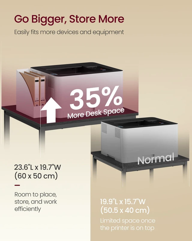 Alt view image 4 of 7 - 2-Tier Printer Stand with Locking Wheels, Under Desk Printer Table Industrial Mobile Cart, 23.6 x 19.7 x 13.5 Inches, Storage Shelf, for Home Office, Ebony Black, UOPS008BE01S