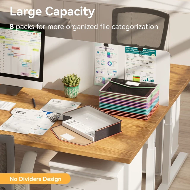 Alt view image 3 of 6 - 8 Pack File Folder, Large Capacity Folders Documents, Clear Black Fit Letter/A4 Size, Color-Bordered, Document Folder with Snap Closure, Folder Organizer for School, Office, Home, Hospital