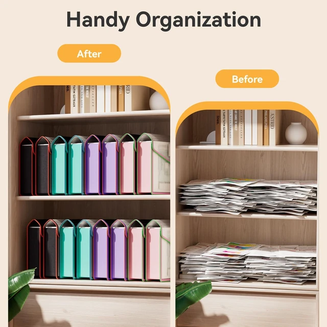 Alt view image 6 of 6 - 8 Pack File Folder, Large Capacity Folders Documents, Clear Black Fit Letter/A4 Size, Color-Bordered, Document Folder with Snap Closure, Folder Organizer for School, Office, Home, Hospital