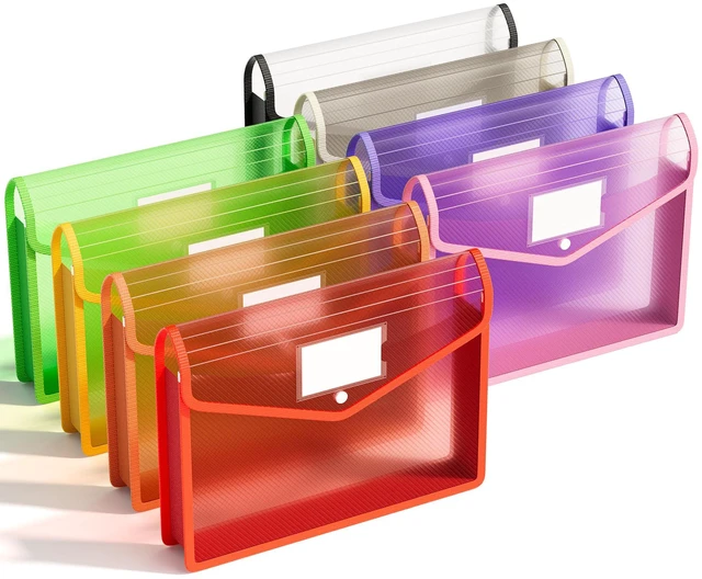 Main image of 8 Pack Plastic Expanding File Folder, Folders Documents, Rainbow fit Letter/A4 Size, Large Capacity with Snap Closure, Colorful File Folder Organizer for School, Office, Home, Hospital