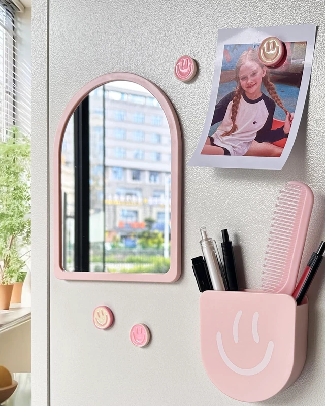 Alt view image 4 of 6 - 11 Pieces - Locker Accessories, Locker Decorations, Includes Mirror, Whiteboard, Magnets and Organizer. Perfect for Back to School Essentials and Office (11 Pieces - Pink)